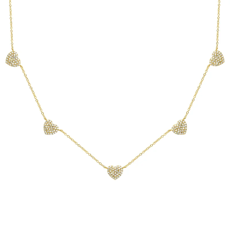 14K GOLD DIAMOND BLAIRE FIVE HEART NECKLACE