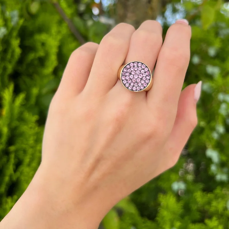 14K GOLD PINK SAPPHIRE GEMMA CIRCLE RING