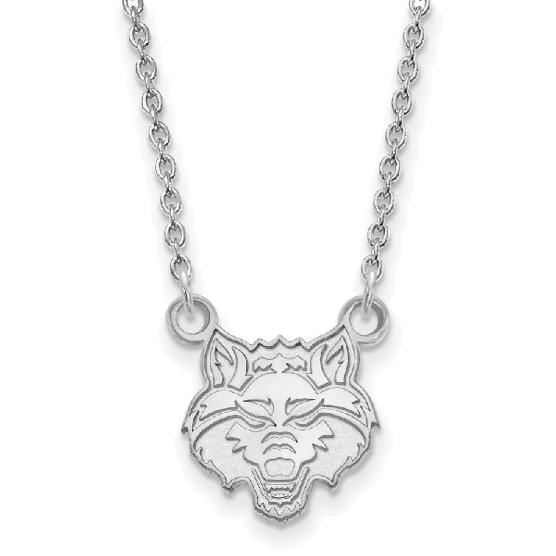 Sterling Silver Arkansas State Small Mascot Pendant Necklace