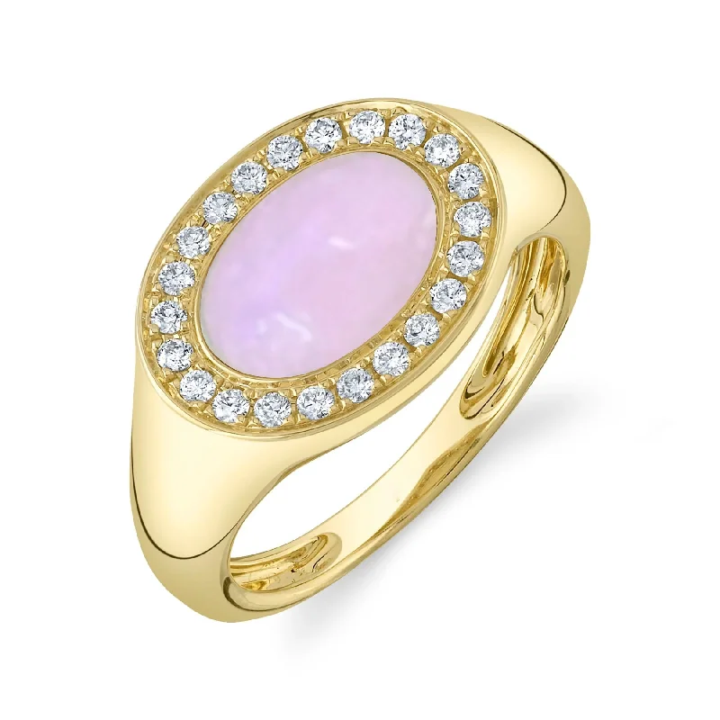 14K GOLD DIAMOND PINK OPAL COLETTE RING