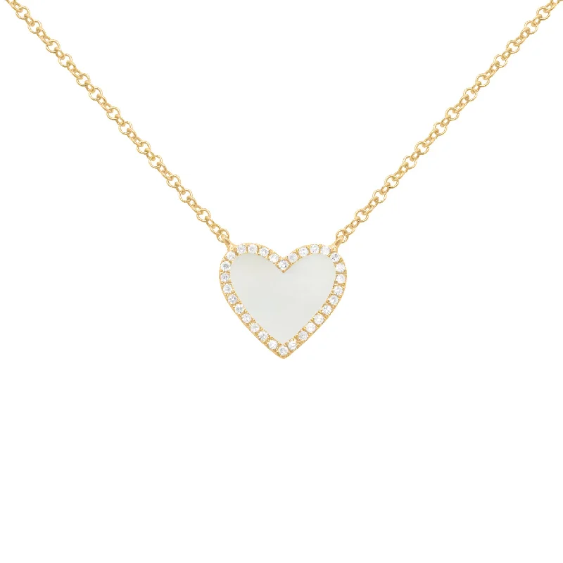 14K GOLD DIAMOND MOTHER OF PEARL SMALL HAILEY NECKLACE