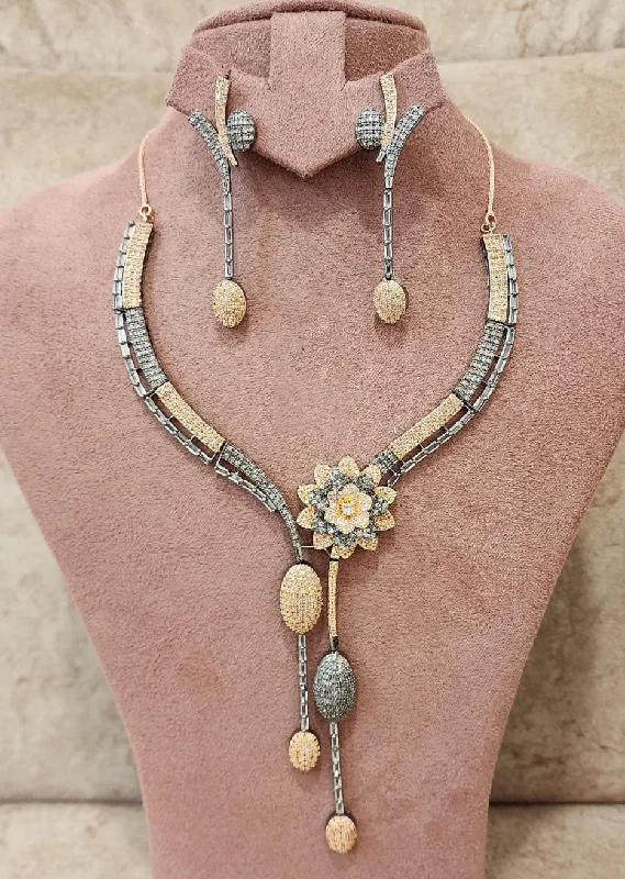 Gorgeous AD Necklace Set Perfect for Bollywood Style Engagement or Indian Wedding Jewelry