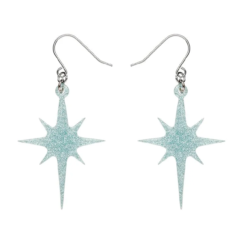 Erstwilder - Atomic Star Glitter Drop Earrings - Blue