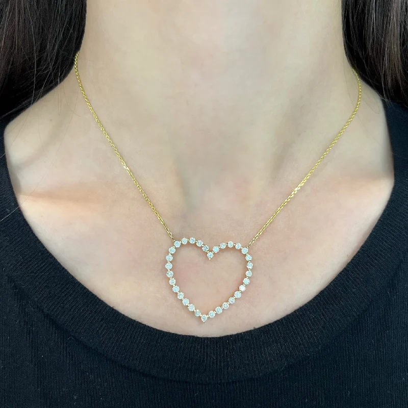 14K GOLD DIAMOND CINDY HEART NECKLACE