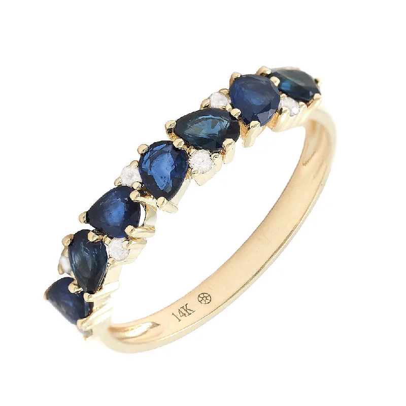 14K GOLD DIAMOND SAPPHIRE KATE RING