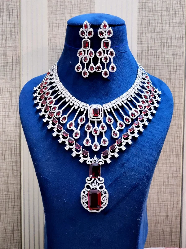 Bollywood Style AD Choker Necklace Set for Wedding Jewelry with American Diamond Sparkle