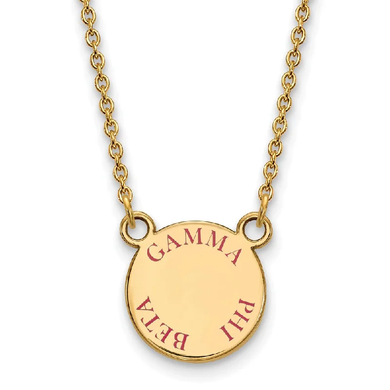 14K Plated Silver Gamma Phi Beta Small Dk Pink Enamel Necklace