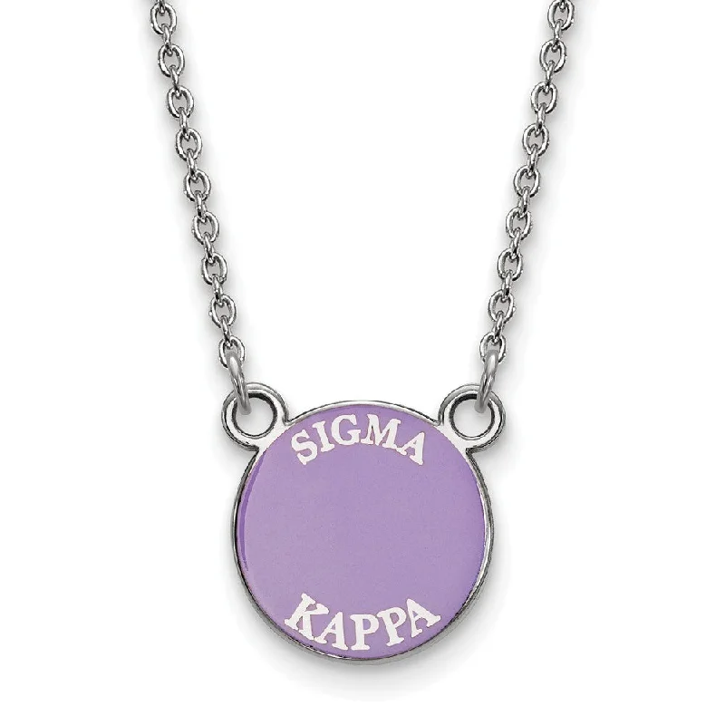 Sterling Silver Sigma Kappa Small Enamel Disc Necklace