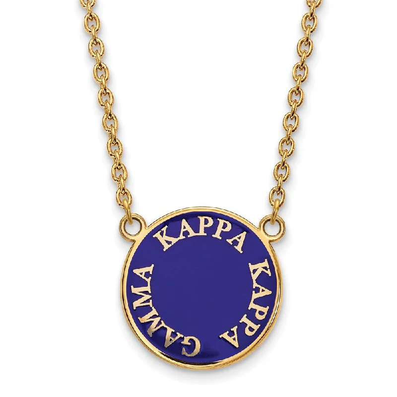 14K Plated Silver Kappa Kappa Gamma Large Enamel Disc Necklace