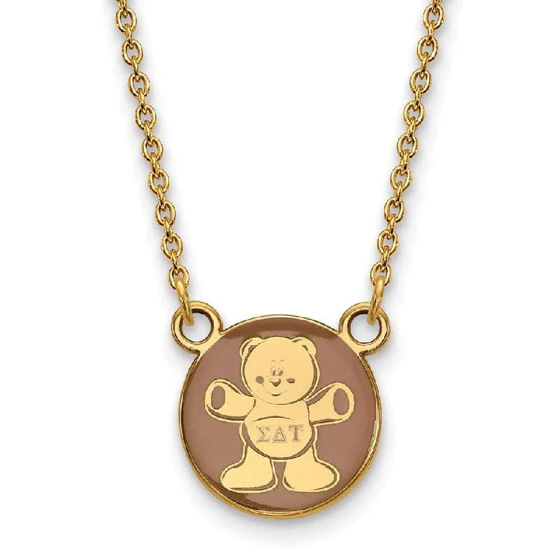 14K Plated Silver Sigma Delta Tau Small Enamel Mascot Necklace