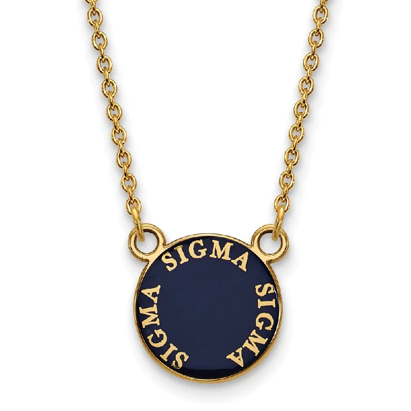 14K Plated Silver Sigma Sigma Sigma Small Enamel Disc Necklace