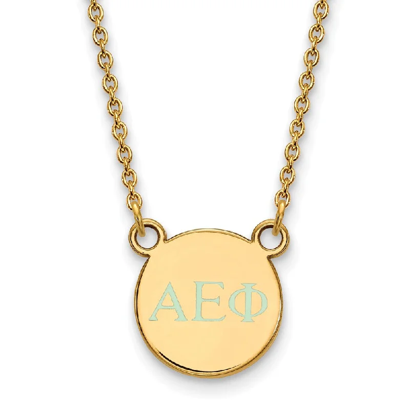 14K Plated Silver Alpha Epsilon Phi XS Aqua Enamel Greek Necklace