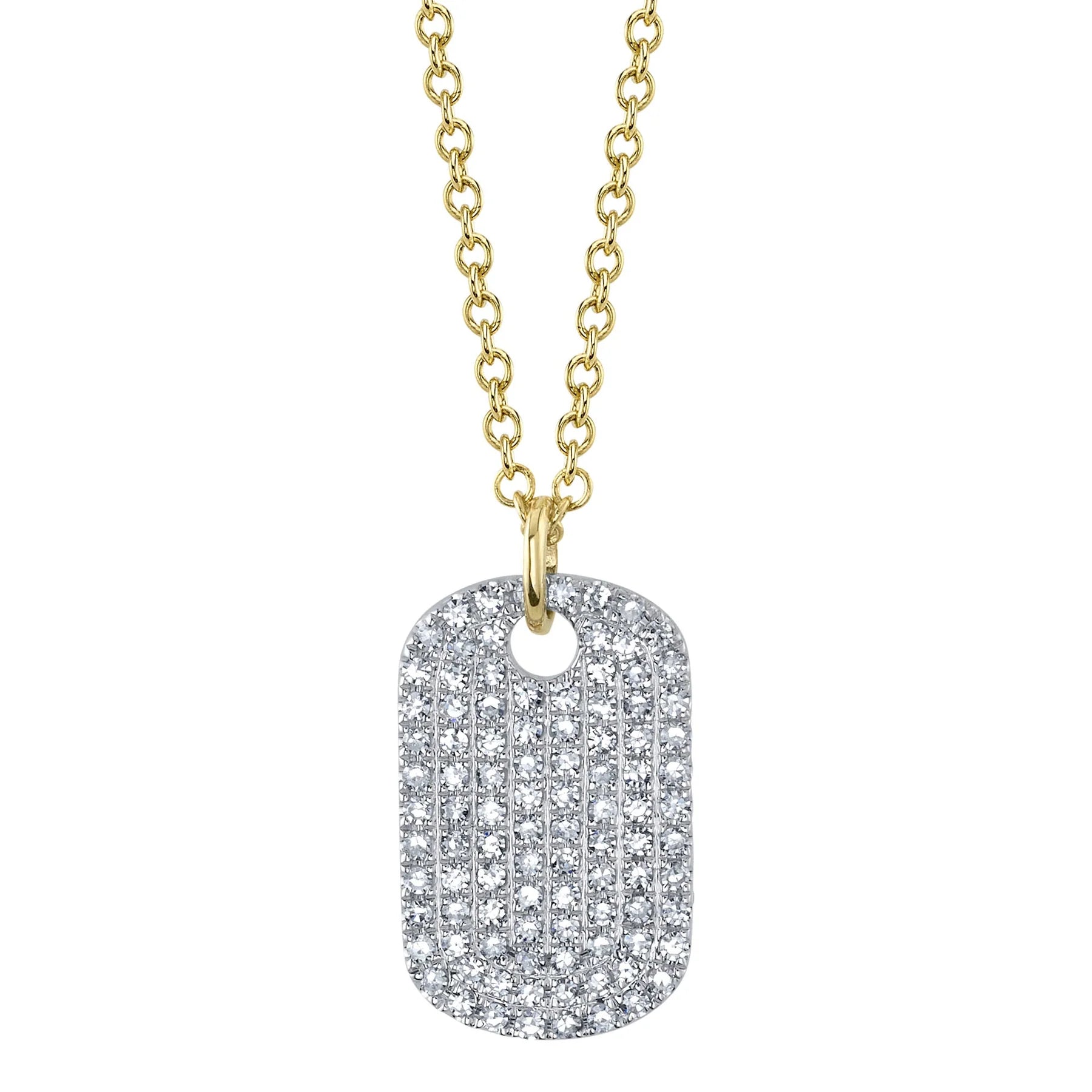 14K GOLD DIAMOND JANA DOG TAG NECKLACE