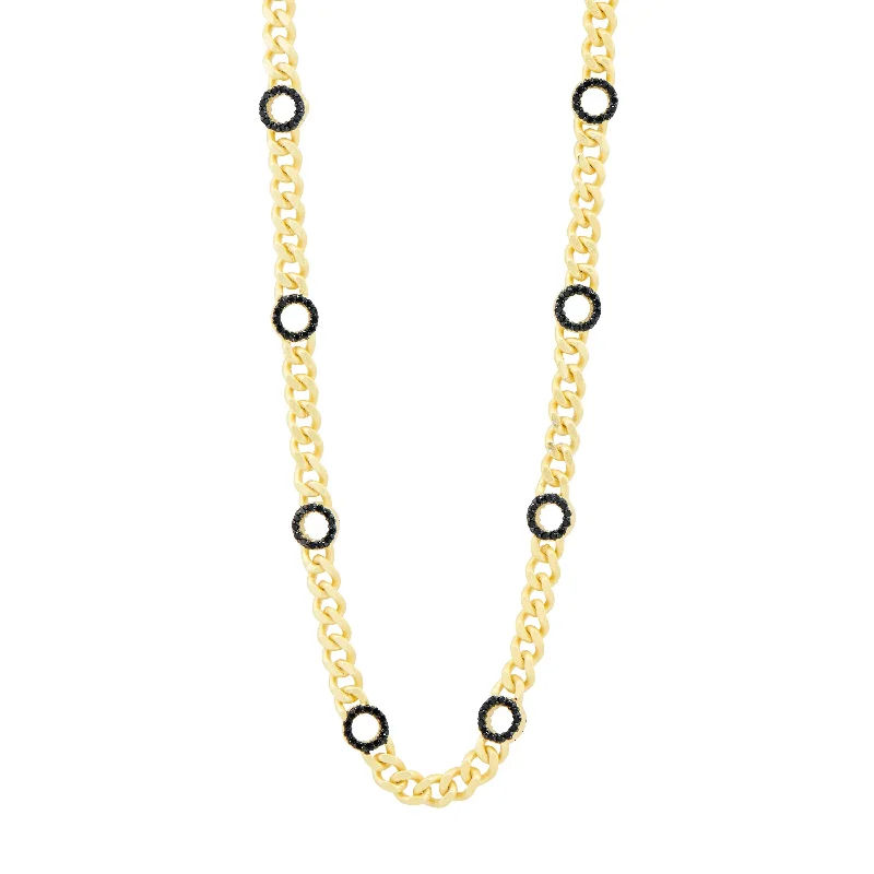 Industrial Finish Flat Chain Link Station Necklace