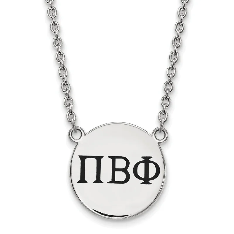 Sterling Silver Pi Beta Phi Large Enamel Greek Letters Necklace