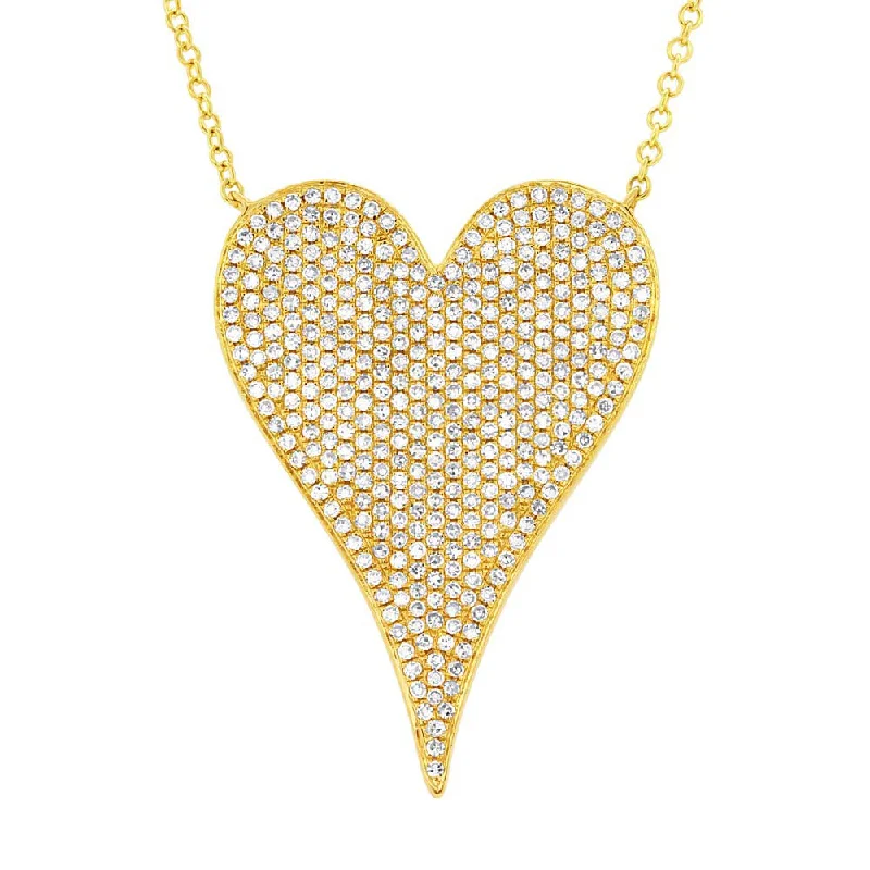 14K GOLD LARGE DIAMOND JANINE HEART NECKLACE