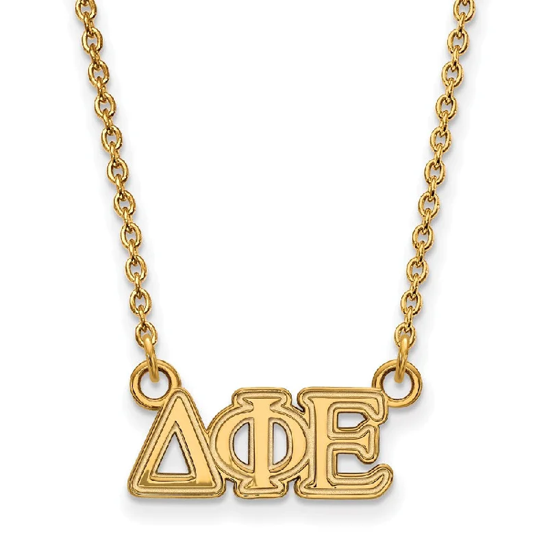 14K Plated Silver Delta Phi Epsilon XS (Tiny) Greek Letters Necklace