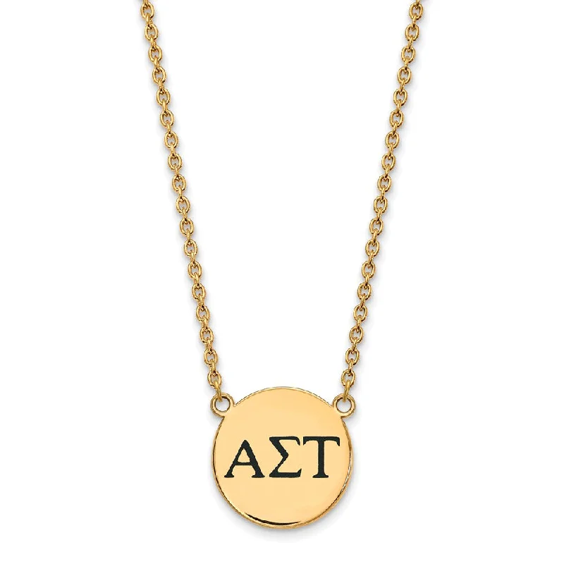 14K Plated Silver Alpha Sigma Tau Large Enamel Greek Letters Necklace