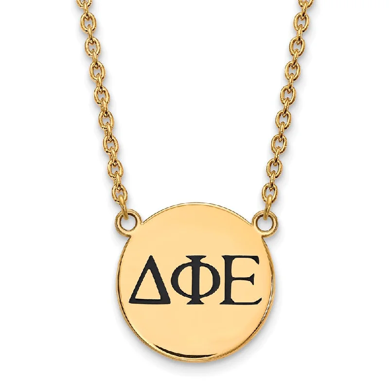 14K Plated Silver Delta Phi Epsilon Lg Enamel Greek Letters Necklace