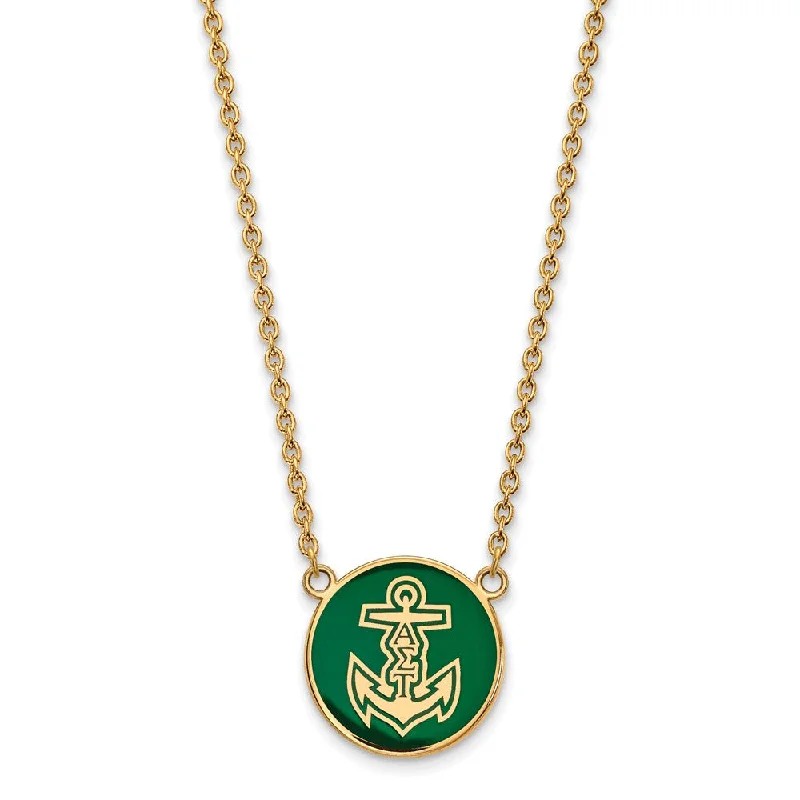 14K Plated Silver Alpha Sigma Tau Large Enamel Logo Necklace