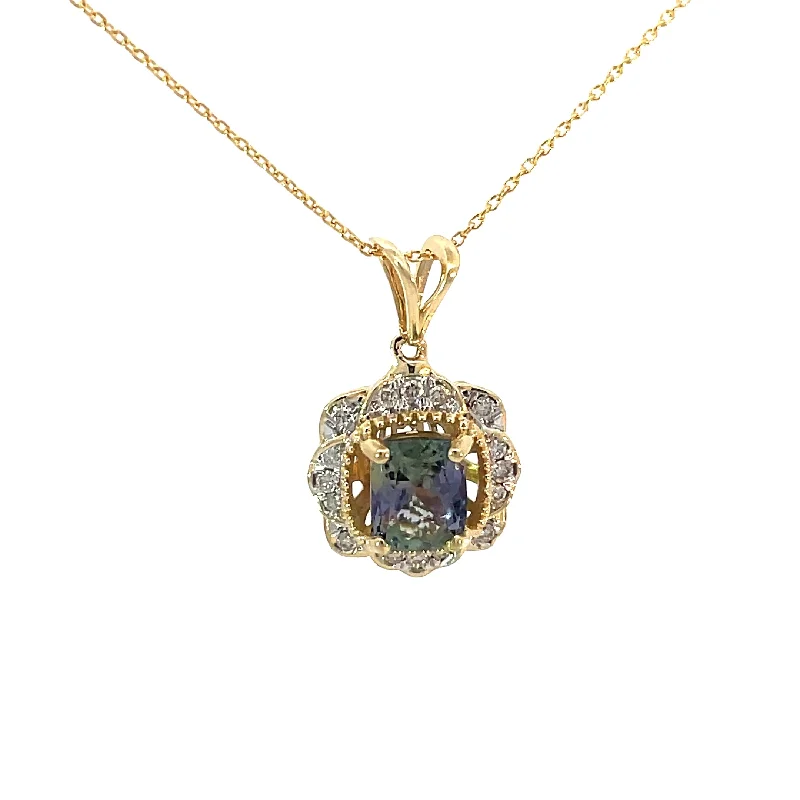 Yellow Gold Tanzanite Pendant Necklace