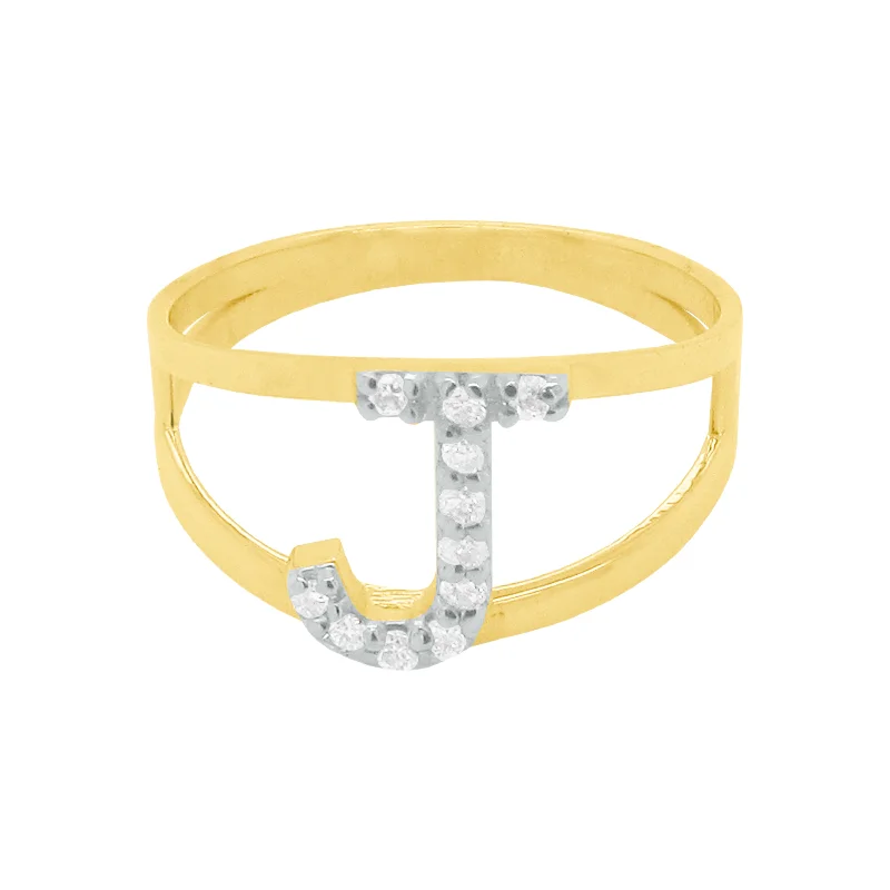 14K GOLD DIAMOND INITIAL RING