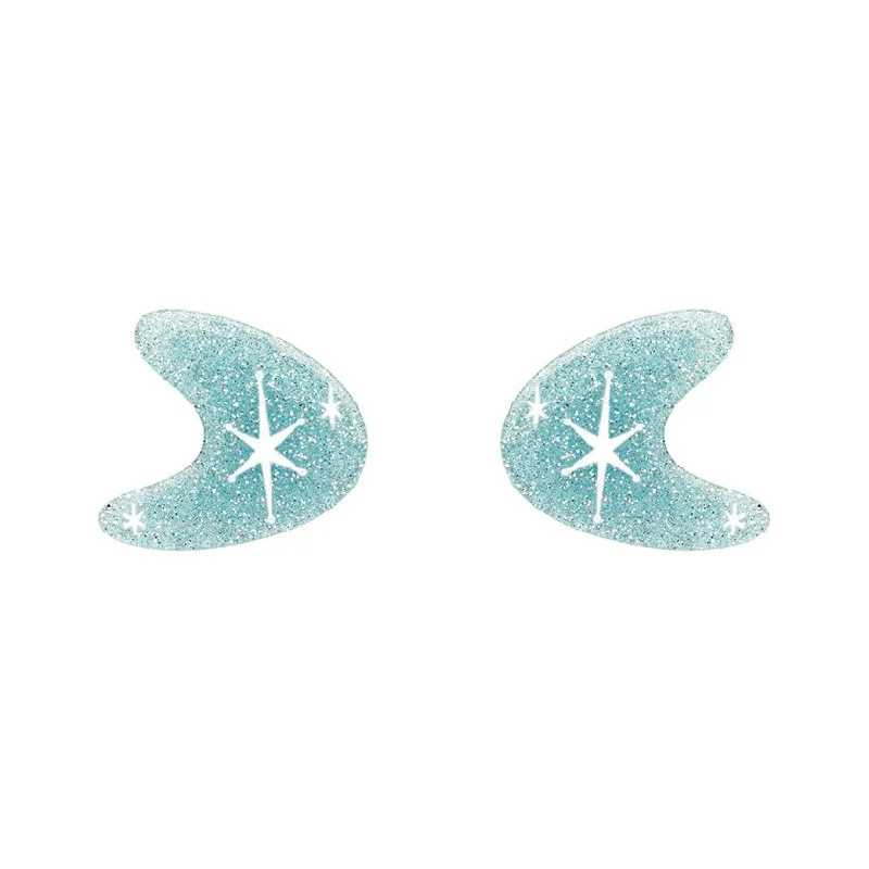 Erstwilder - Atomic Boomerang Glitter Stud Earrings - Blue