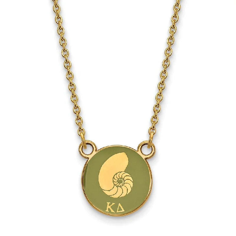 14K Plated Silver Kappa Delta Small Green Enamel Logo Necklace