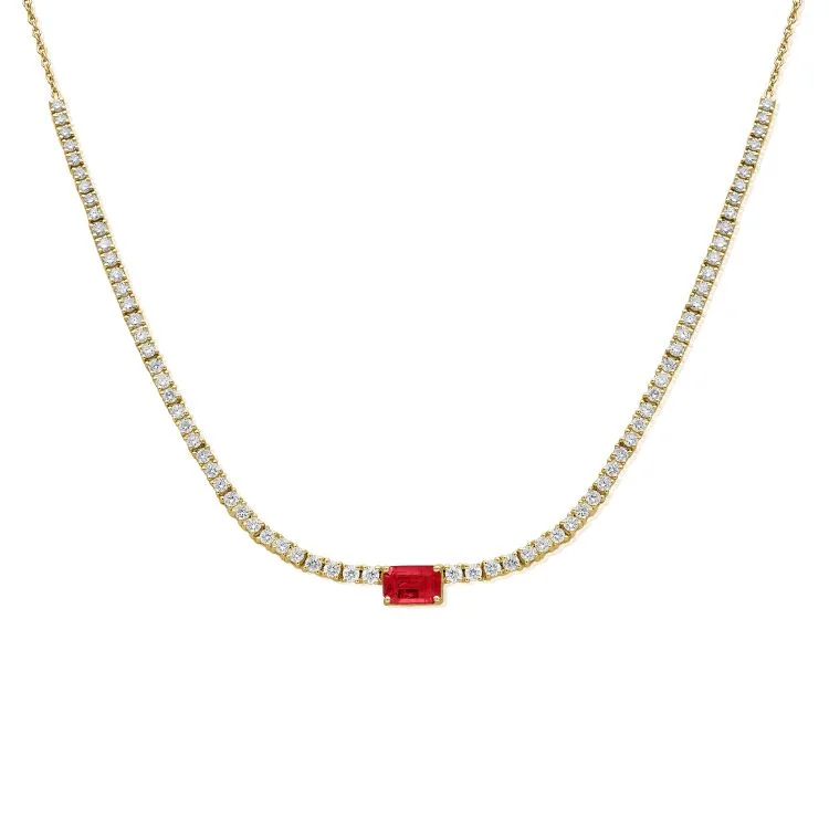 14K GOLD DIAMOND RUBY LAYLA NECKLACE