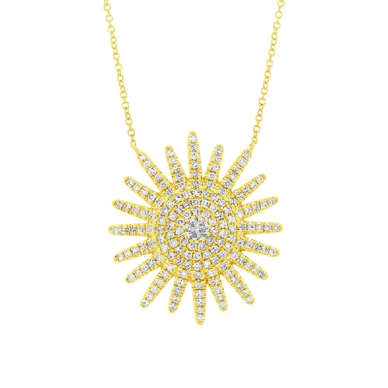 14K GOLD DIAMOND SUNBURST NECKLACE