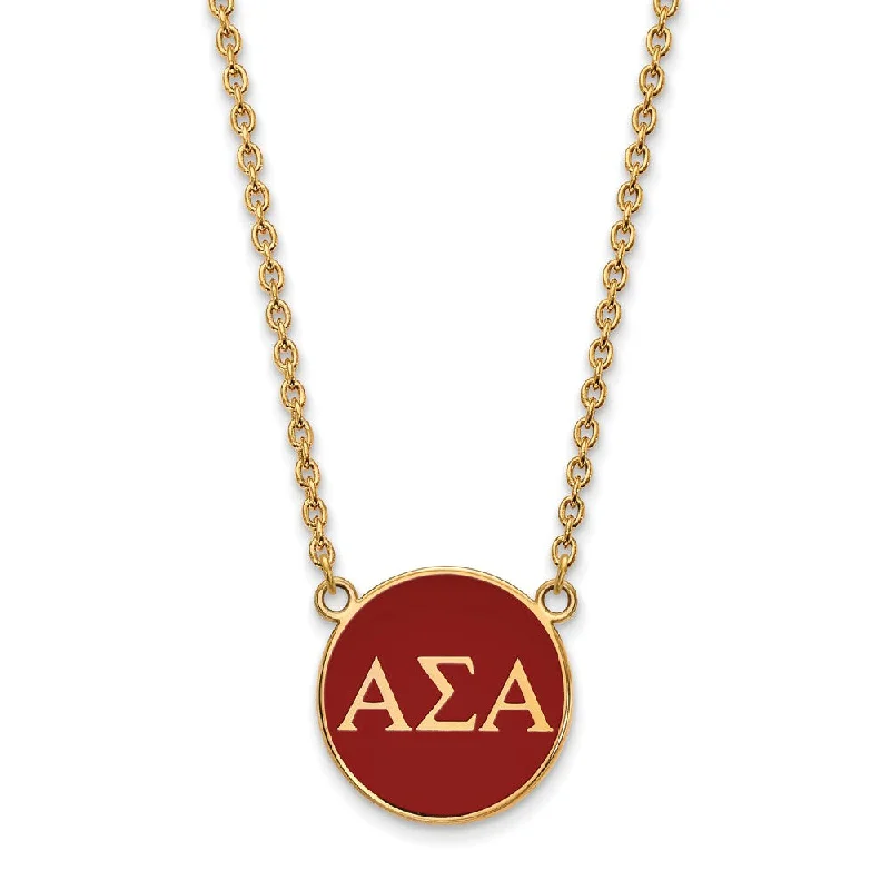 14K Plated Silver Alpha Sigma Alpha Large Greek Letter Enamel Necklace