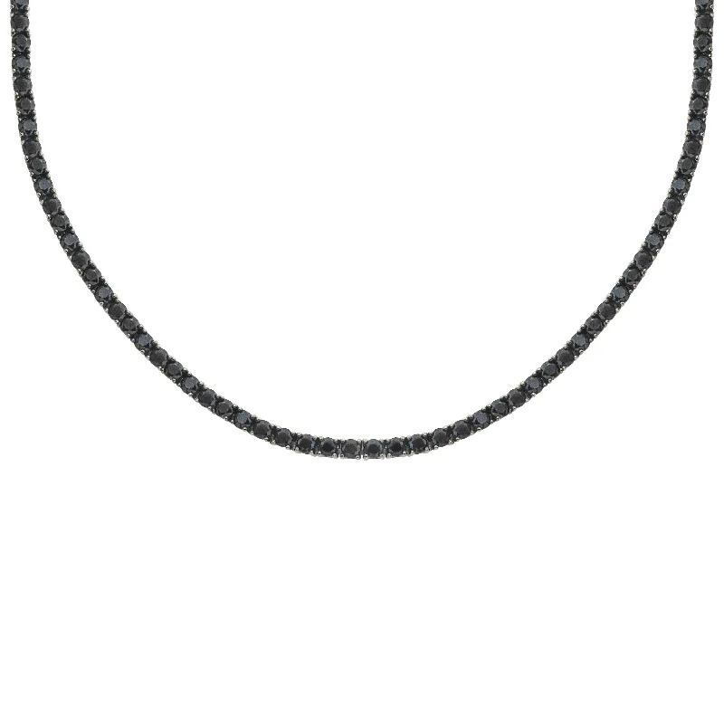 14K BLACK GOLD 5.28 CT BLACK DIAMOND TENNIS NECKLACE