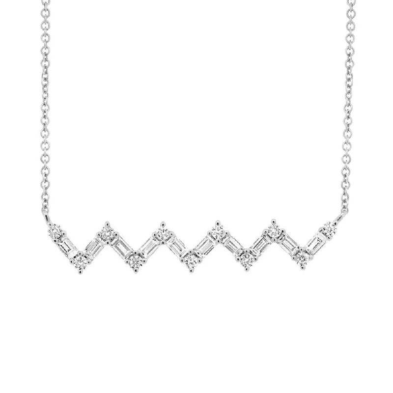 14K GOLD DIAMOND BAGUETTE ZIGZAG NECKLACE