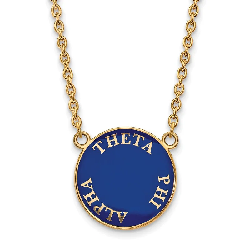 14K Plated Silver Theta Phi Alpha Large Enamel Disc Necklace