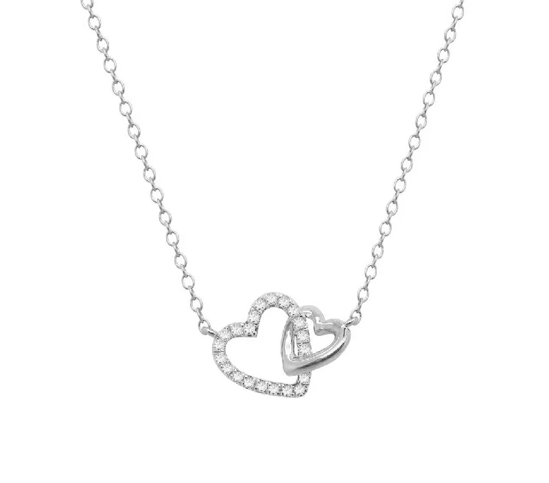 14K GOLD DIAMOND DOUBLE HEART NECKLACE