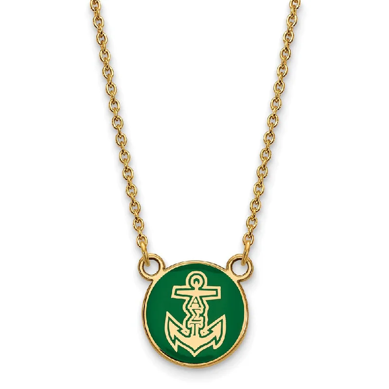 14K Plated Silver Alpha Sigma Tau Small Enamel Logo Necklace