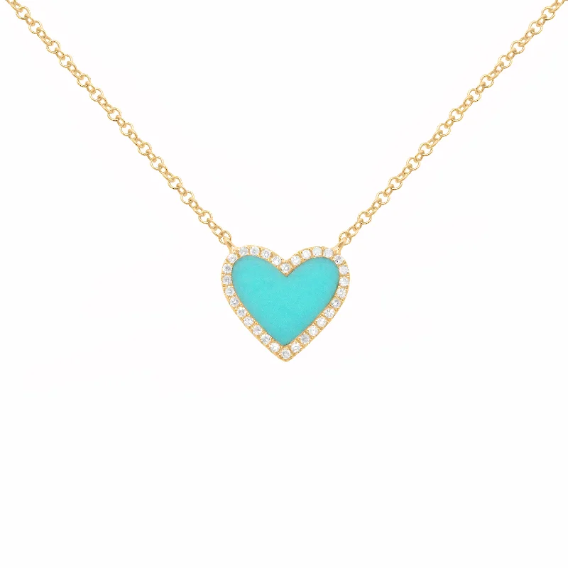 14K GOLD DIAMOND TURQUOISE SMALL HAILEY NECKLACE