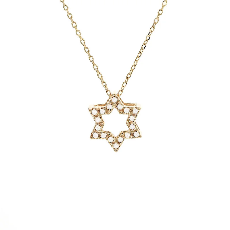 14K GOLD DIAMOND MINI STAR OF DAVID NECKLACE