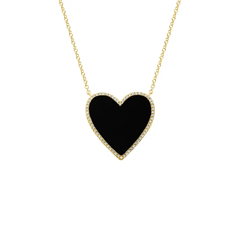 14K GOLD DIAMOND ONYX LARGE HAILEY NECKLACE