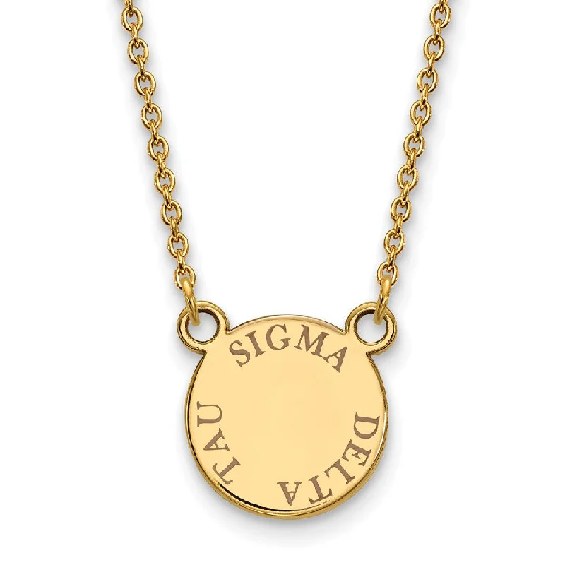 14K Plated Silver Sigma Delta Tau Small Brown Enamel Necklace