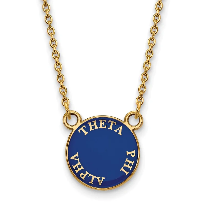 14K Plated Silver Theta Phi Alpha Small Enamel Disc Necklace