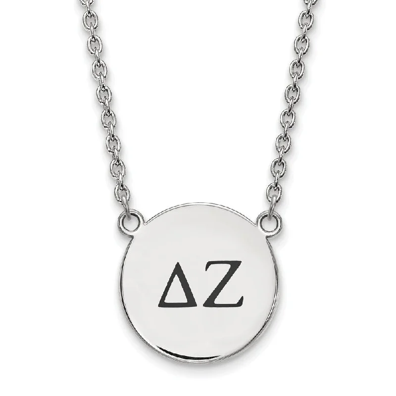 Sterling Silver Delta Zeta Large Enamel Greek Letters Necklace