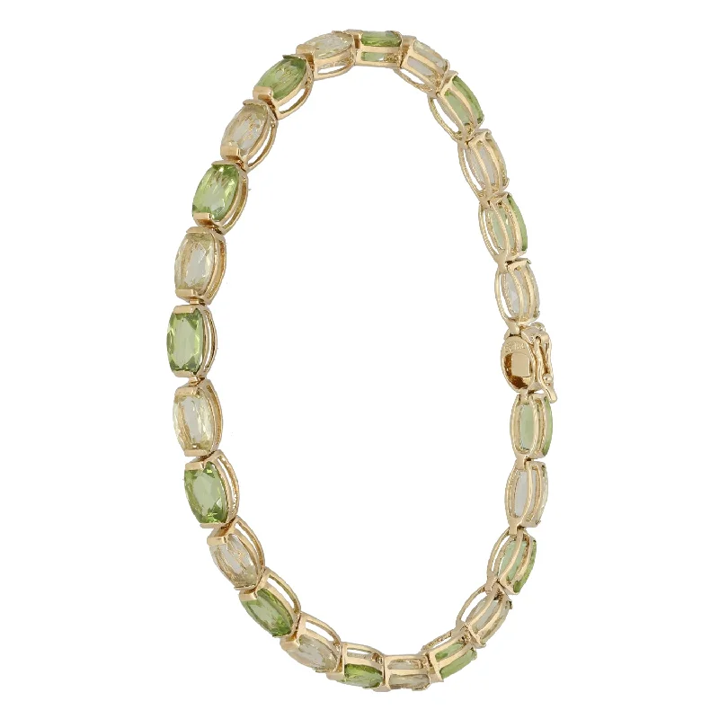 9ct Gold Peridot & Quartz Fancy Stone Set Bracelet